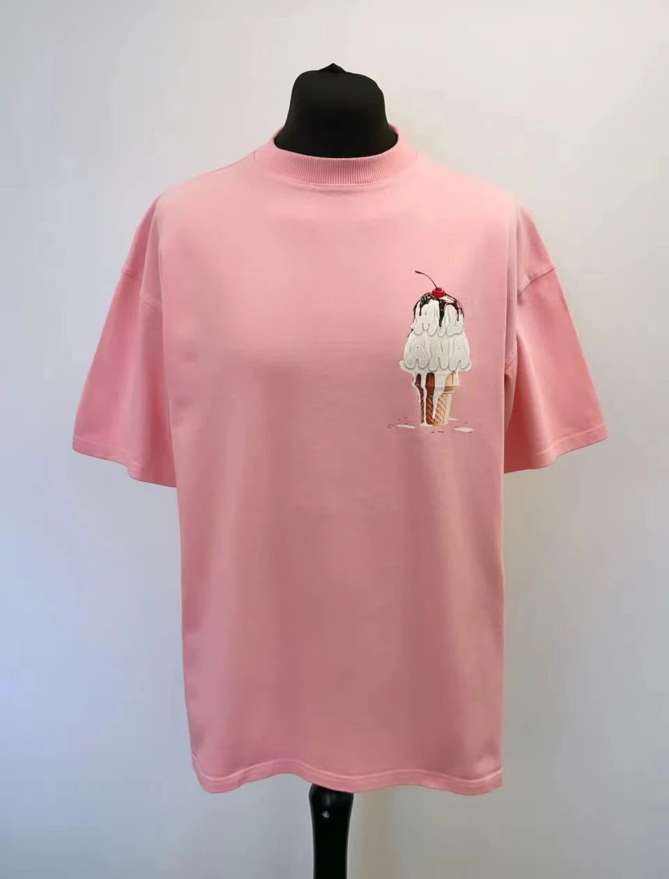 2024 summer new street style ice cream print short sleeve cotton T-shirt men Y2k top Gothic style Harajuku loose couple shirt Street King Limited