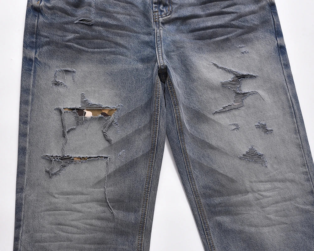 washed hole patchwork frayed blue baggy jeans mens straight y2k ripped pantalones hombre denim pants streetwear loose cargos baggy cargo bottoms