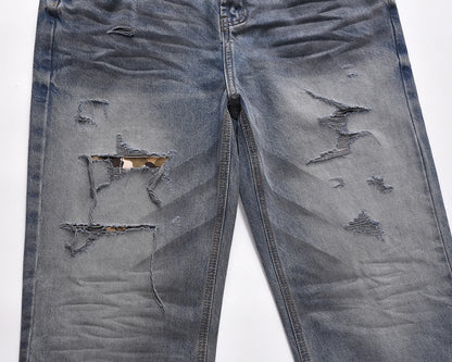 washed hole patchwork frayed blue baggy jeans mens straight y2k ripped pantalones hombre denim pants streetwear loose cargos baggy cargo bottoms