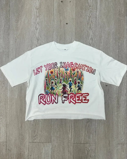 2024 Summer Colorful Cartoon Pattern Printed T-Shirt Men's Y2K Harajuku Casual Versatile Street Hip-Hop Round Neck Short Sleeve Street King Limited