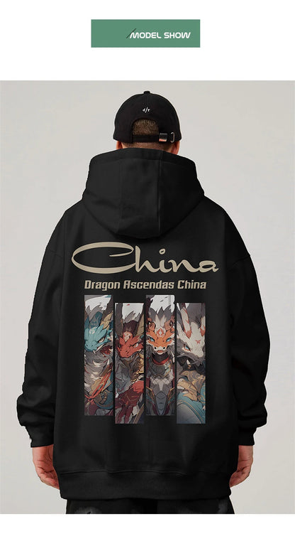 Dragon Ascendas China Graphic Sweatshirts Hombre Hip Hop Fashion Hoodies Oversize Y2K Streetwear Fleece Hoody Printed Clothes Street King Limited