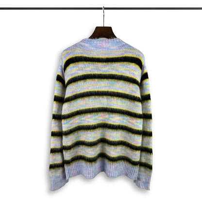 Color Match Striped Autumn and Winter Pullover Sweater for Men and Women Patchwork Baggy Crew Neck Streetwear Knitted Sweater Street King Limited
