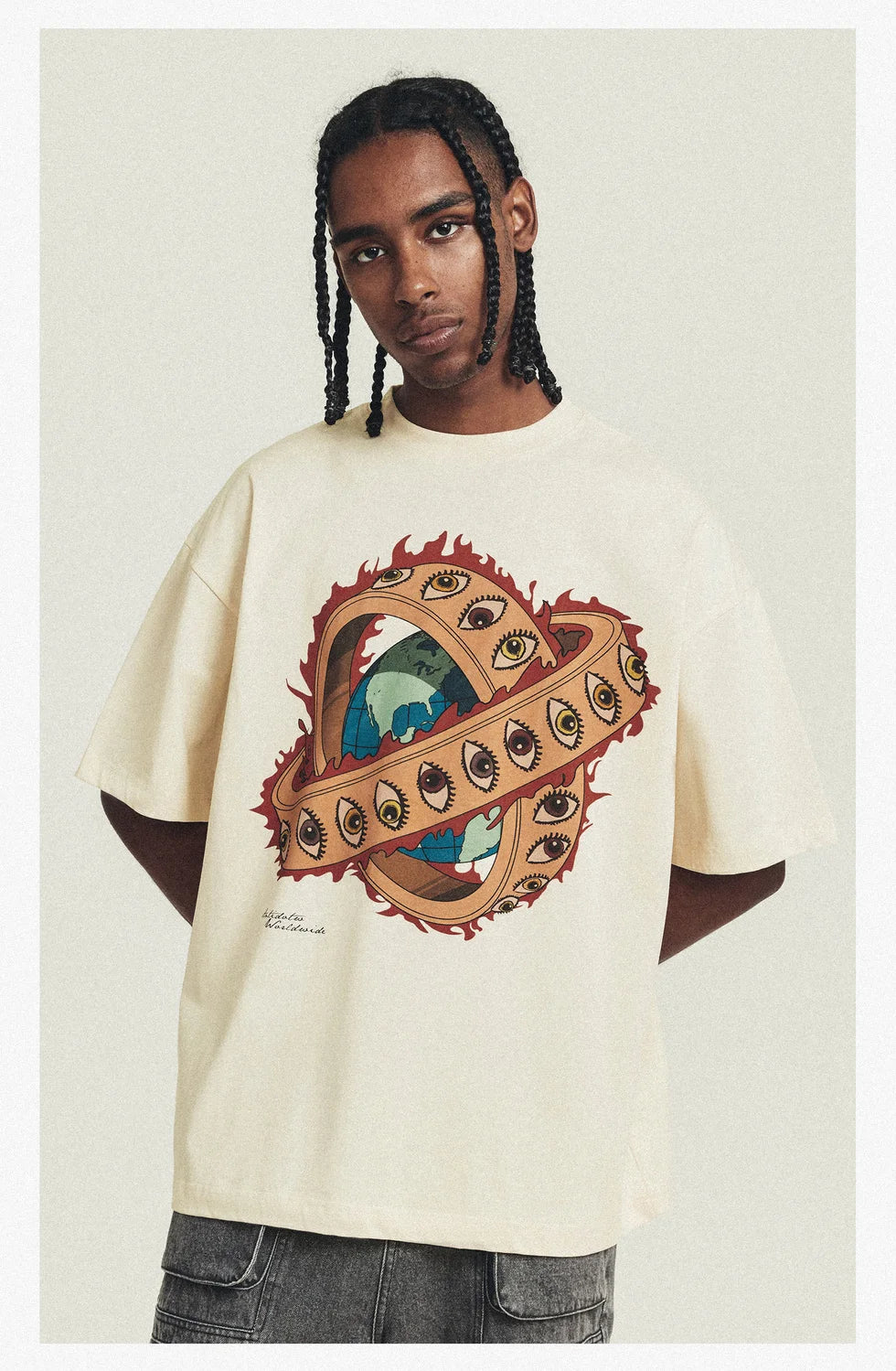 New heavyweight pure cotton niche design short-sleeved T-shirt men's summer fashion brand American loose couple tops y2k top emo Street King Limited