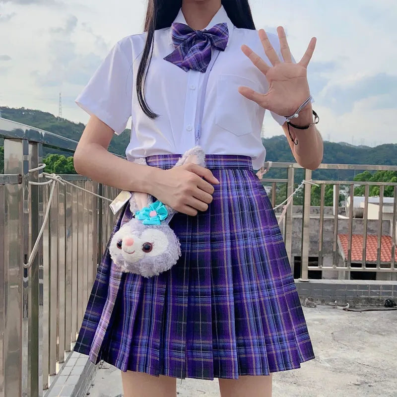 Jk Uniforms Gyaru School Uniform for Girl Student Pleated Skirt Uniform Set Women Short Sleeve Bow Tie Seifuku Japanese Style Street King Limited
