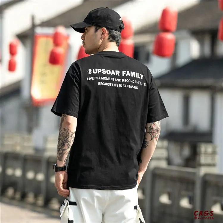 Pure cotton short-sleeved men's summer Hong Kong style design t-shirt ins trendy brand loose bottoming versatile round neck tops Street King Limited