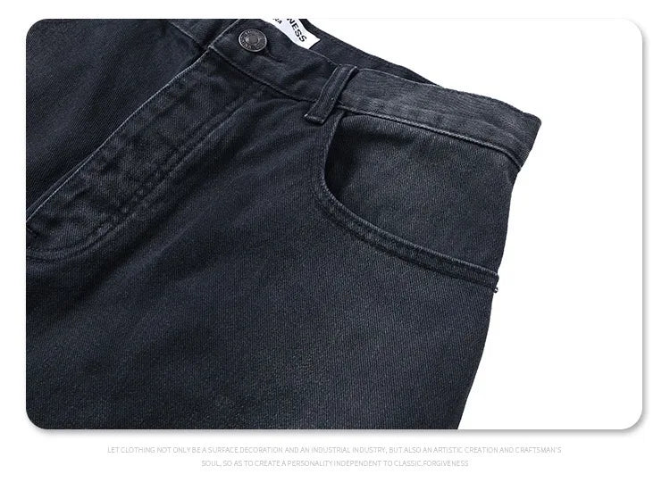 24Spring wash black ash straight tube baggy jeans Street King Limited