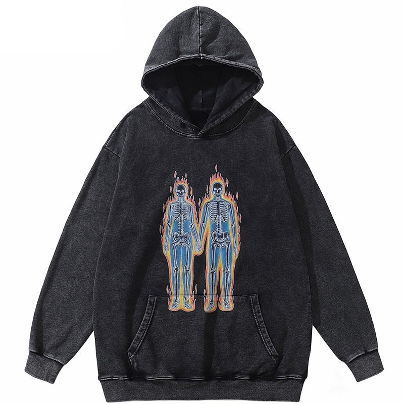 "Retro Flame" Unisex Men Women Streetwear Graphic Hoodie Daulet Apparel