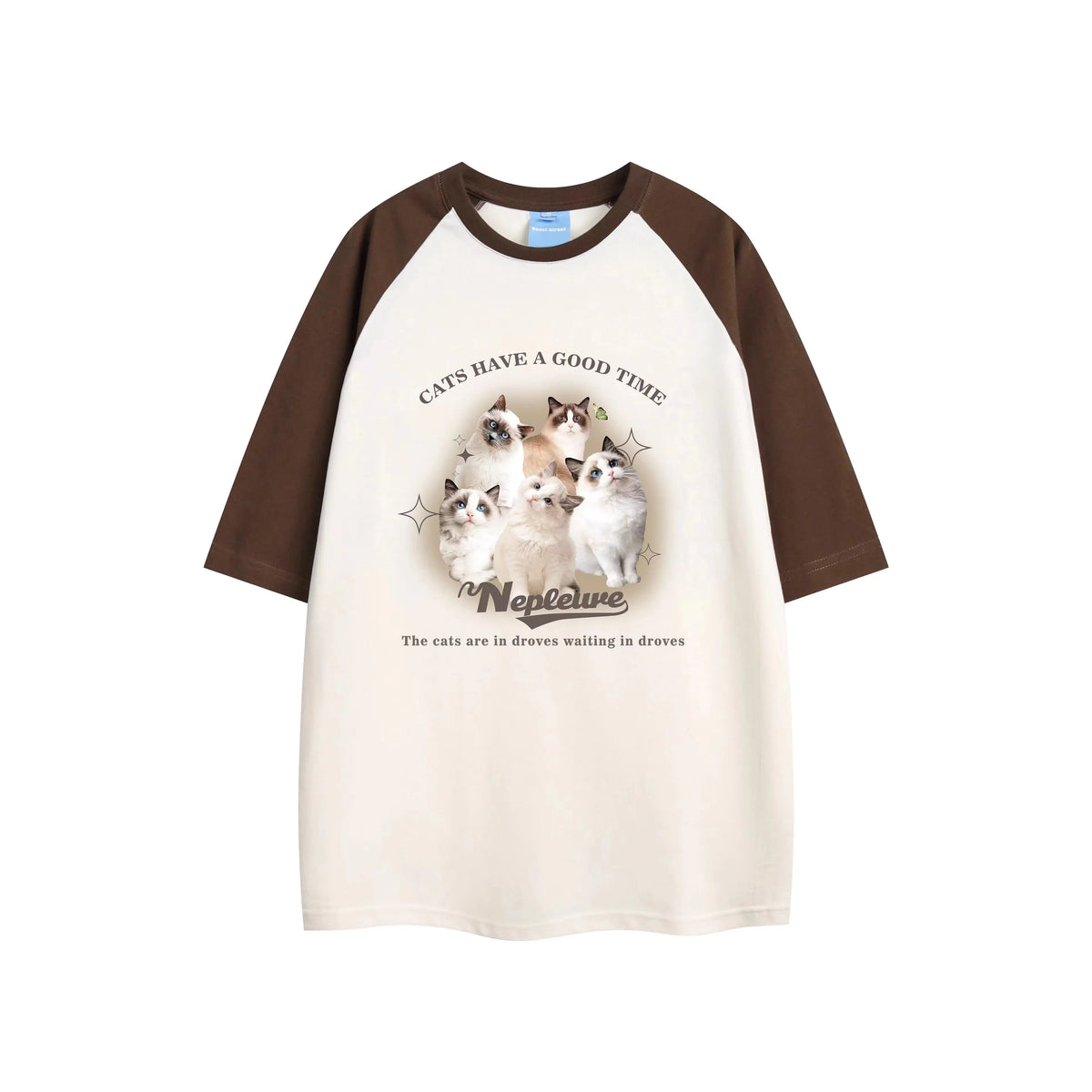 Cotton Cute Cat Graphic T shirt Summer Fashion Loose Women Vintage Personality Fresh art kawaii clothes Short Sleeve Tops Street King Limited