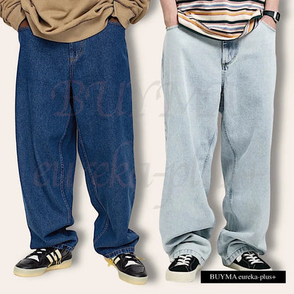 harajuku hip hop big boy jeans y2k skateboard pants gothic graphic embroidery retro high waist baggy jeans mens wide trousers ripped baggy denim