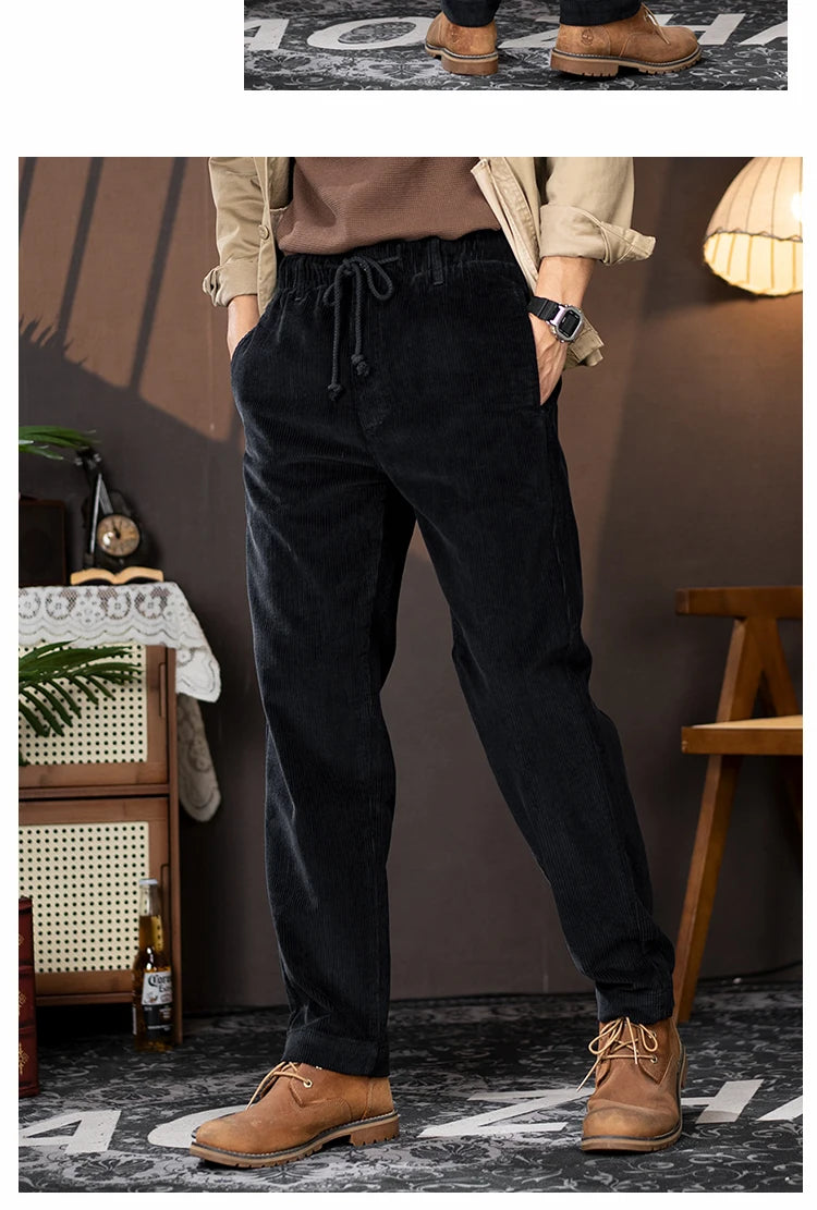 men american retro casual pure cotton corduroy pants japanese streetwear amikaji fashion straight cargo pant trouser unique cargo style 1885