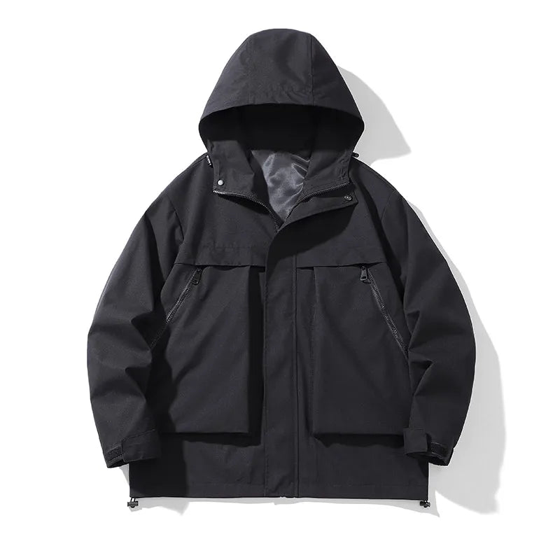 japanese outdoor jackets classic men solid color jacket spring autumn hooded coat basic zipper up windbreaker unisex outerwear clean everyday pants