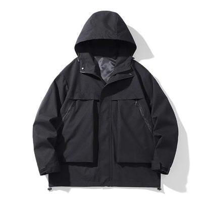 japanese outdoor jackets classic men solid color jacket spring autumn hooded coat basic zipper up windbreaker unisex outerwear clean everyday pants