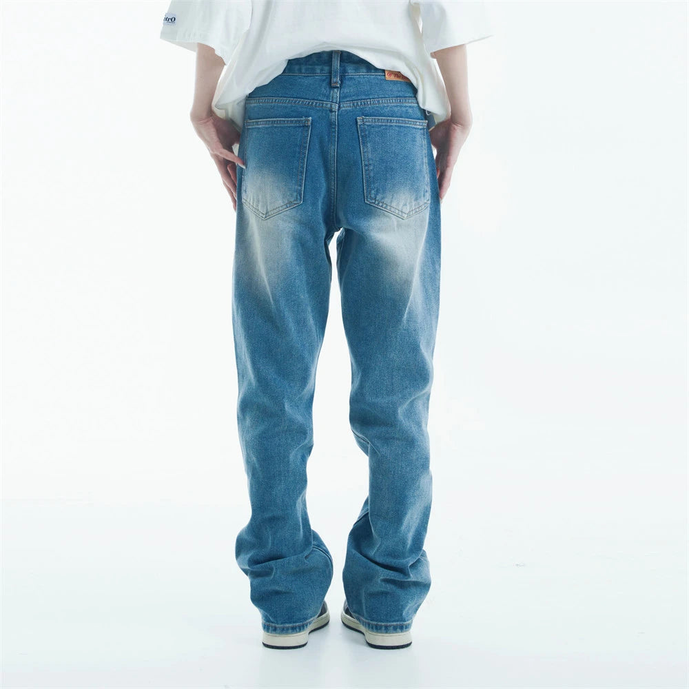 blue baggy jeans men letter printed straight denim pants fashion jeans male streetwear hip hop y2k loose trousers unique jeans style 4082