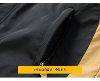 men loose fashion patchwork jacket zip up coats 2024 spring autumn outerwear multi coloured couple windbreaker outdoor coat unique default style 5465