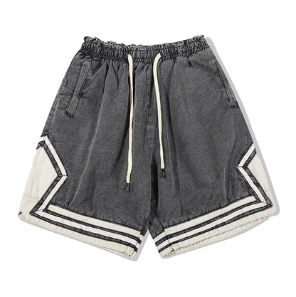 New 2021 luxury Novelty Men Comfortable Classic Striped DIRTY Old Wash Skateboard Street Cotton Casual Shorts Kanye west A202 Street King Limited