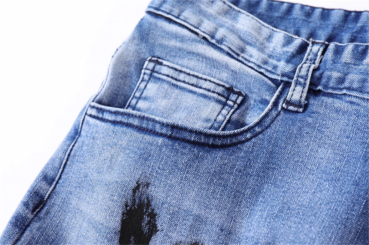 mens vintage jeans 2023 new ripped holes straight denim pants streetwear hip hop harajuku jeans trousers unique jeans style 3807