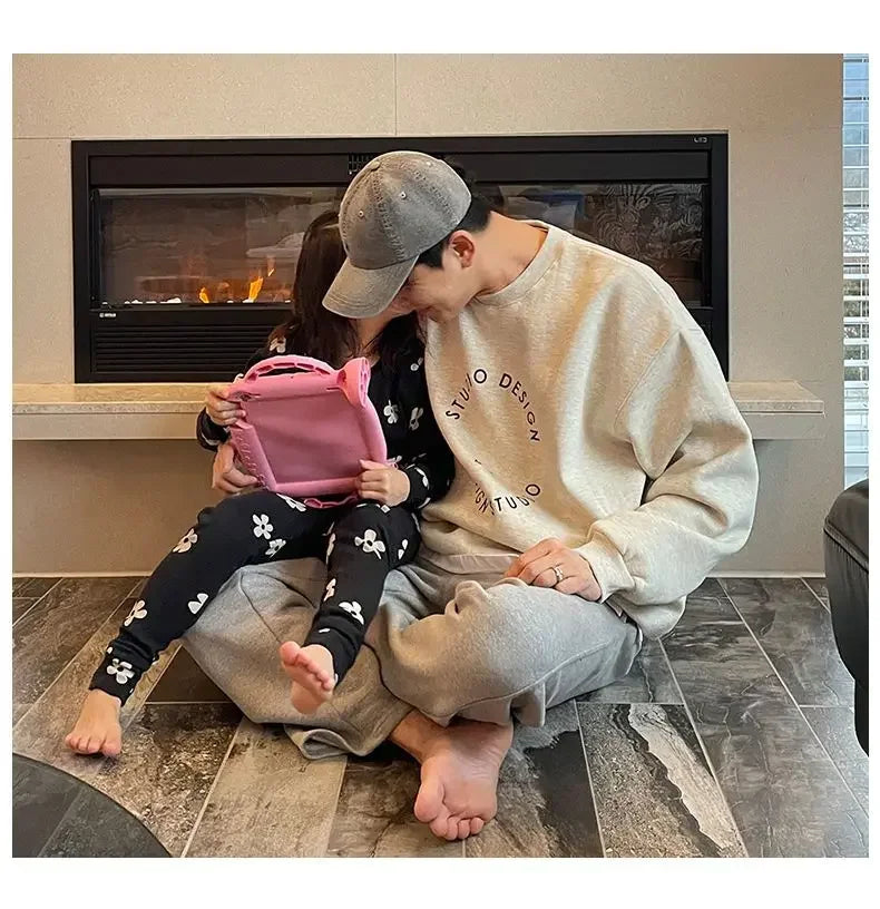 Cotton 2024 autumn and winter Korean style round neck sweatshirt men trendy brand handsome ins loose letter print top jacket emo Street King Limited