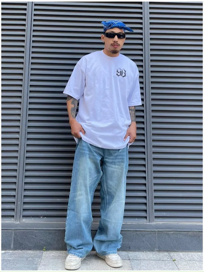 fashion loose streetwear denim jeans pants unisex casual side pocket wide legs jean trousers hip hop joggers mens baggy jeans casual joggers