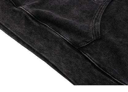 Hip Hop Streetwear Hoodie Sweatshirt Washed Vintage Devil Skull Skeleton Graphic Cotton Men Hooded Pullover Retro Punk Hoodie Street King Limited