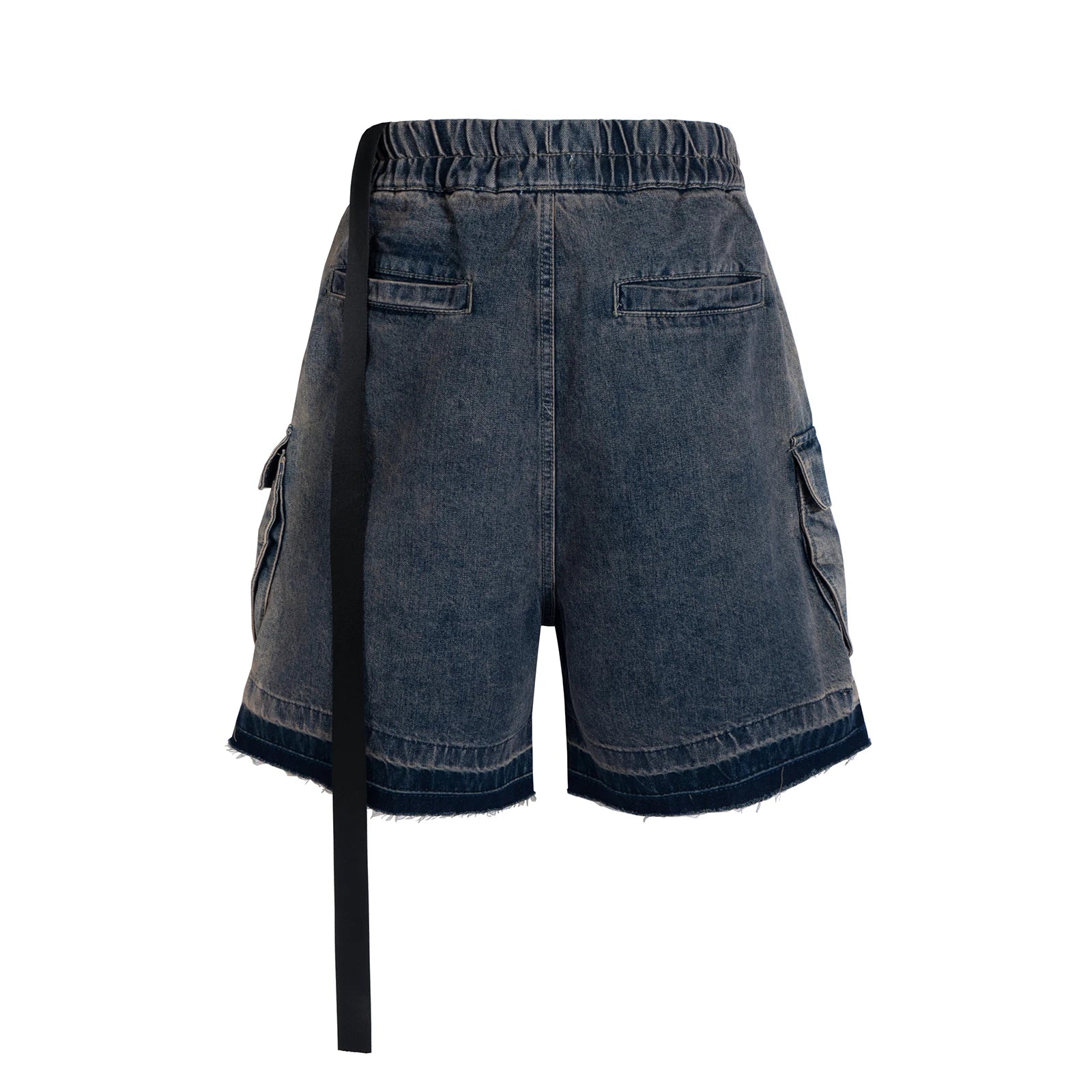 Ro Style Ribbons Streetwear Multi-pockets Cargo Short for Men Elastic Waist Wide Leg Baggy Jeans Knee Length Pants Loose Overall Street King Limited