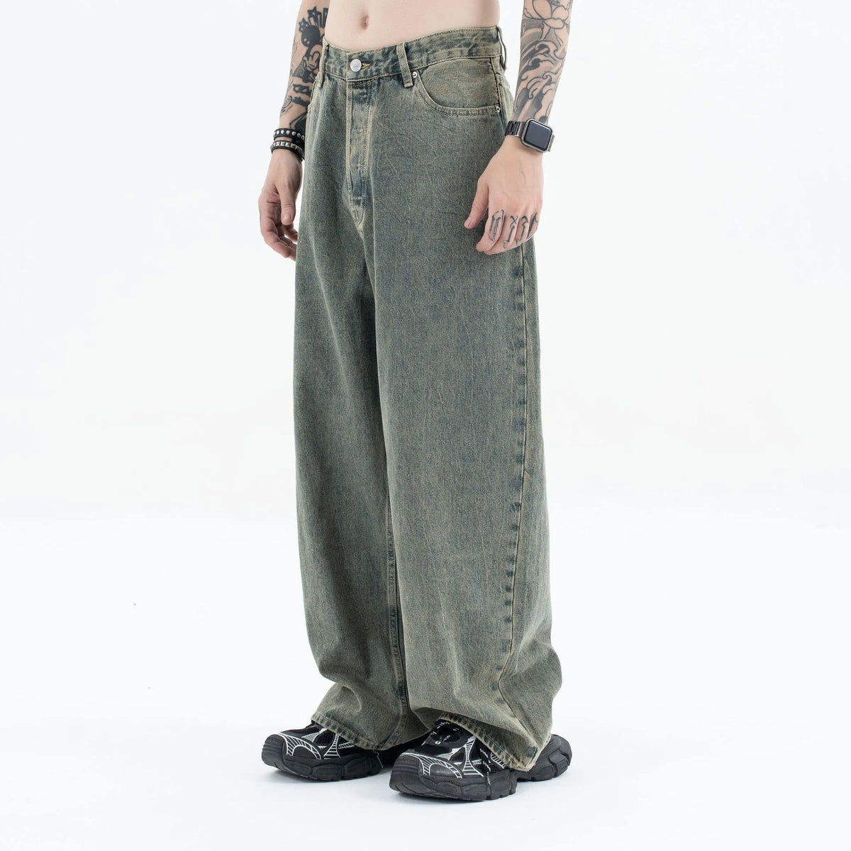Autumn and winter new mud-dyed jeans Street King Limited