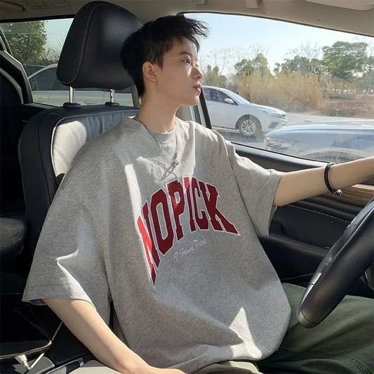 Summer new style boy handsome short-sleeved thin Hong Kong style half-sleeved pure cotton loose Korean style heavy trend T-shirt Street King Limited
