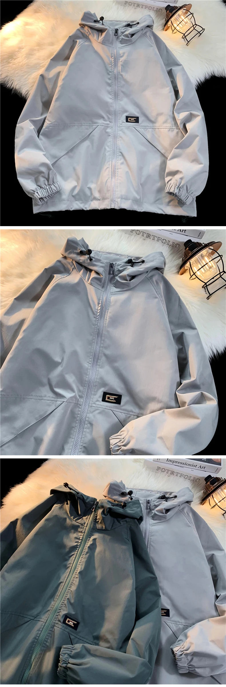 mens windbreaker solid color jackets outerwear tactical waterproof pilot coat men sports jacket autumn large size hoodie coats unique default style 5682