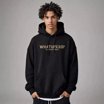 New Gothic Newspaper Graphic Print Hooded Sweatshirt For Men Fleece Hip Hop Fashion Pullover Hoodies Autumn Y2K Streetwear Hoody Street King Limited