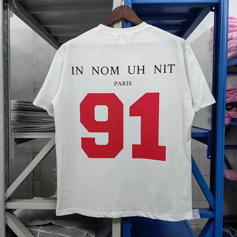 2024ss New IH NOM UH NIT T-shirt Masked Gold Necklace Printing Men Woman Good Quality Chaopai Top Tees Street King Limited
