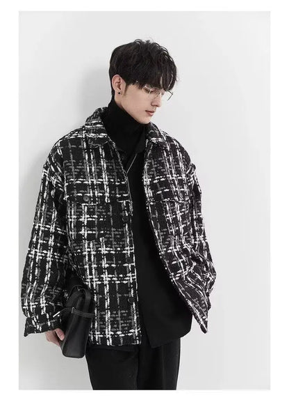 Spring and Autumn High Street Men and Women Trendy Personalized Plaid Collar Jacket Couple Retro Korean Coat Harajuku Top y2k Street King Limited