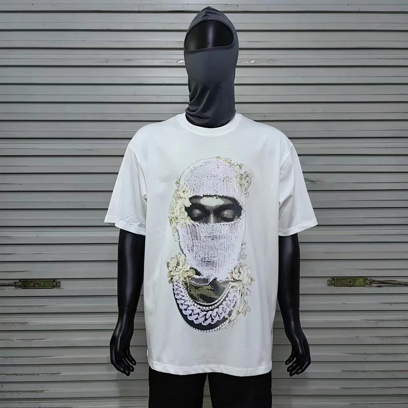 2024ss New IH NOM UH NIT T-shirt Masked Gold Necklace Printing Men Woman Good Quality Chaopai Top Tees Street King Limited