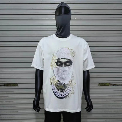 2024ss New IH NOM UH NIT T-shirt Masked Gold Necklace Printing Men Woman Good Quality Chaopai Top Tees Street King Limited
