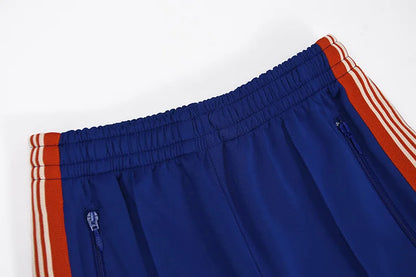 colorful blue motion casual pants men woman trend side edge weaving embroidery drawstring loose joggers sweatpants unique joggers style 5263