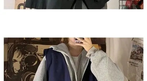 Fake two-piece coat men's ins, trendy Japanese functional workwear hooded jacket, autumn European and American retro trend tops Street King Limited