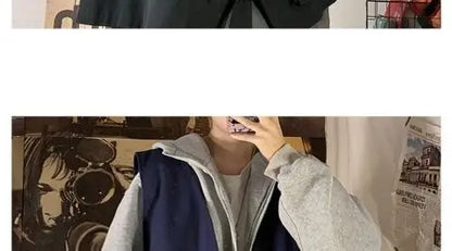 Fake two-piece coat men's ins, trendy Japanese functional workwear hooded jacket, autumn European and American retro trend tops Street King Limited