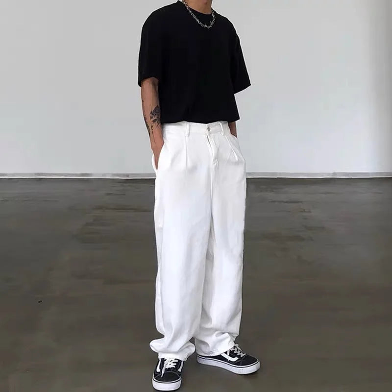 White Jeans Men Fashion Casual Wide Leg Jeans Men Streetwear Loose Hip-hop Straight Denim Pants Mens jean Trousers M-3XL Street King Limited