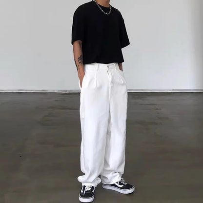 White Jeans Men Fashion Casual Wide Leg Jeans Men Streetwear Loose Hip-hop Straight Denim Pants Mens jean Trousers M-3XL Street King Limited