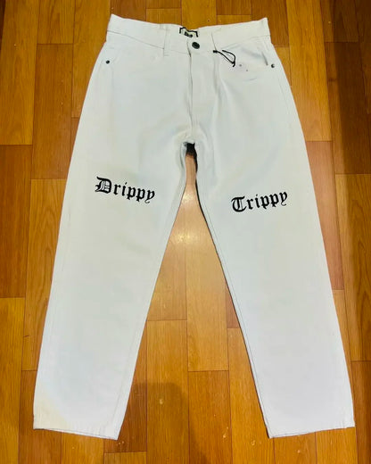 Harajuku fashion mens women’s jeans lightning graphic wide leg jean streetwear y2k denim cuples high waist pants men clothing Street King Limited