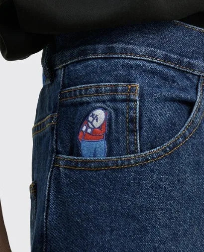 Harajuku Polar Big Boy Graphic Embroidery Denim High Waist Baggy Mens Jeans streetwear Wide Trousers Jeans Y2K Skateboard Pants Street King Limited
