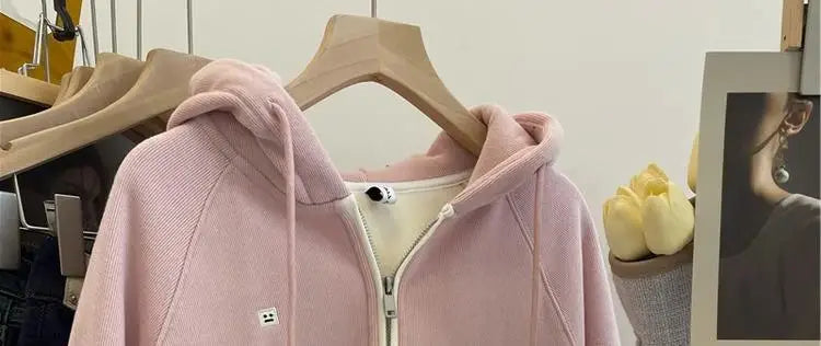 Designed embroidered squirrel hooded sweatshirt for women in spring and autumn loose and versatile American style lazy jacket Street King Limited