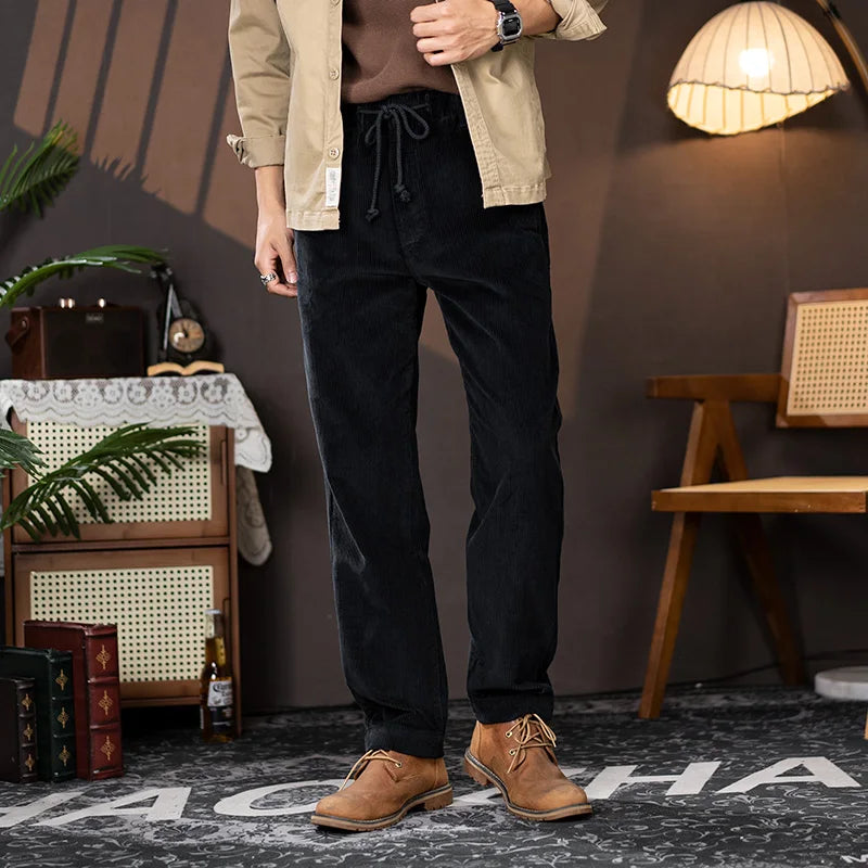 men american retro casual pure cotton corduroy pants japanese streetwear amikaji fashion straight cargo pant trouser baggy cargo bottoms