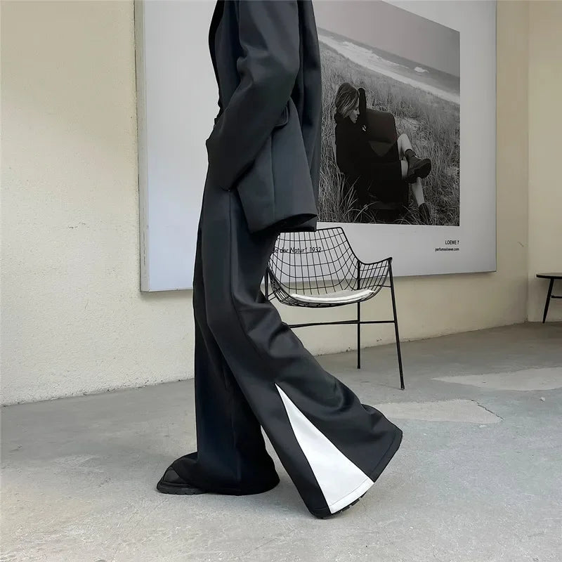 flare pants men vintage fashion casual bell bottom trousers male streetwear net celebrity long pants stage costume relaxed fit trousers