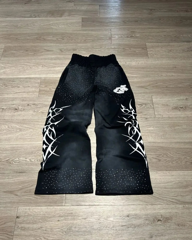 y2k american high street brand fashion loose floor length pants men harajuku retro gothic punk printed oversized trousers women unique default style 3646