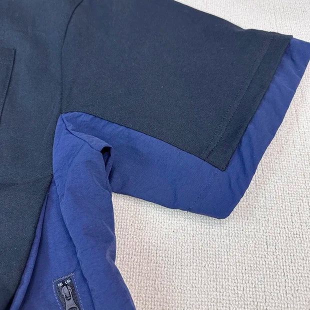 Side stitching color bump hem drawstring plus two layers of short-sleeved shirt profile Street King Limited