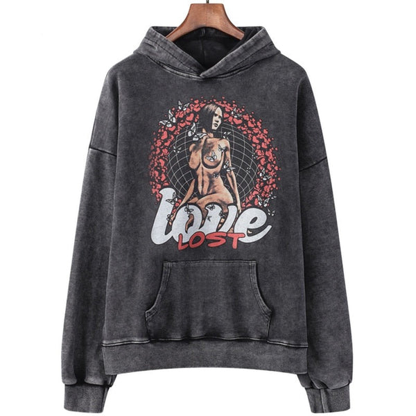 "Lost Love" Unisex Men Women Streetwear Graphic Hoodie Daulet Apparel