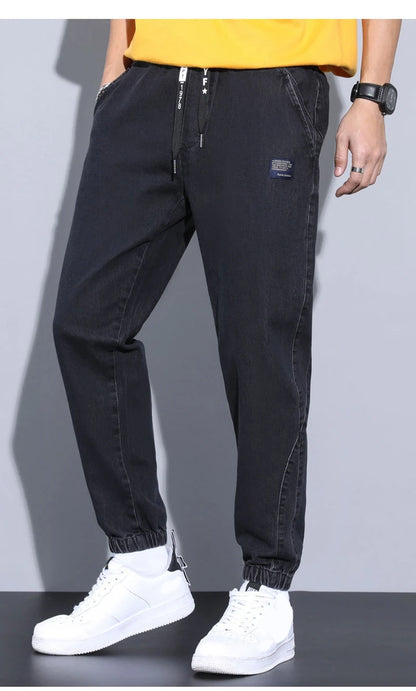 rainbowtouches autumn winter blue cargo jeans men streetwear denim jogger pants baggy harem jean trousers male oversize large unique joggers style 3373