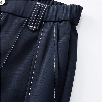 men bright line elastic waist streetwear fashion loose casual plus size straight suit pants work man business trousers minimalist street pants