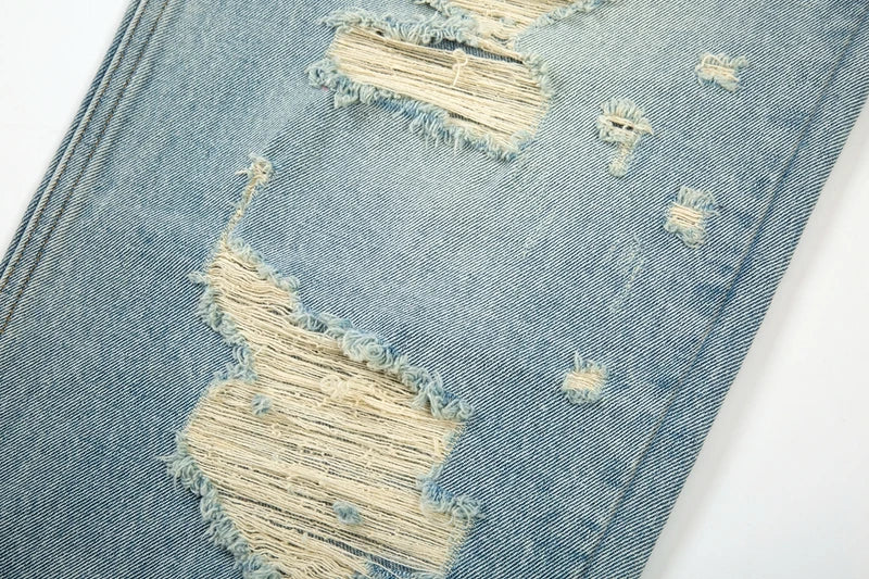 washed blue oversized torn jeans for men streetwear hip hop large destroyed wide leg jeans baggy straight ripped denim pants unique jeans style 4426