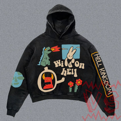 Harajuku skull letter oversized sweatshirt hoodie body armor hoodies women goth y2k tops 2023 new streetwear gothic clothes Street King Limited