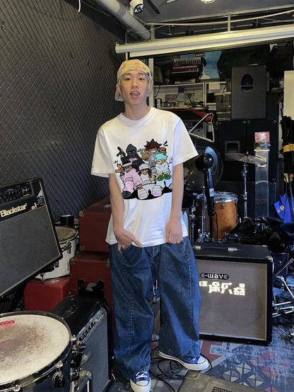 2000s Casual  Aesthetic letter Pattern Printed Gothic Loose Cotton Short Sleeves Hip Hop  Y2K Top Men's and Women's tees Street King Limited